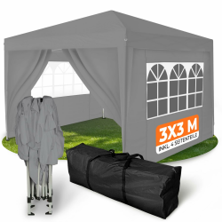 Kronenburg Faltpavillon wasserdicht Dachmaß 3 x 3 m UV Schutz 50+ Pavillon in Grau mit 4 Seitenteilen 3x3m Grau inkl. 4 Seitenteile 3 x 3 m mit 4 Seitenteilen Angebot bei HelloDeals
