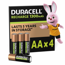Duracell Akku AA, wiederaufladbare Batterien AA, 4 Stück, langanhaltende Power, 2000 Aufladungen, vorgeladen Größe AA - 1300 mAh Akkus 4 Stück Angebot bei HelloDeals