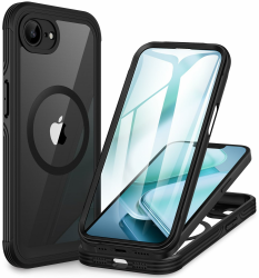 CENHUFO für iPhone 16E Hülle, Kompatibel mit MagSafe Eingebautem 9H Panzerglas Displayschutz und Kameraschutz, 360 Grad Schutzhülle Stoßfest Cover Case Magnetisch Handyhülle iPhone 16E - Schwarz für iPhone 16e Schwarz Angebot bei HelloDeals