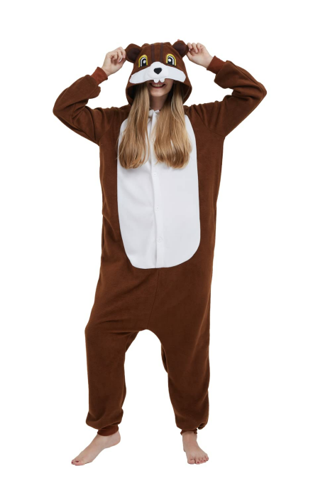 SimZoo Unisex-Hauskleidung Einteilige Cosplay-Kostüm, Nachtwäsche Tier-Einteiler-Pyjama für Erwachsene, Herren und Damen Eichhörnchen M Angebot bei HelloDeals