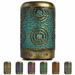 SALKING Aroma Diffuser, 100ml Metall Aromatherapie Raumduft Diffusor ätherische Öle, Duftöl Raumbefeuchter Elektrisch Duftlampe, 7 Farbe Licht Vintage Gold für Büro Zuhause Yoga Gold-100ml Angebot bei HelloDeals