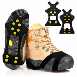 Spikes für Schuhe Winter, Anti Rutsch Schuhkrallen mit 10 Edelstahlspikes, TPE Schlupfdesign, schnell aufsteckbar und faltbar, für EIS, Schnee, vereiste Straßen und Gehwege, EU Gr. 40–43 XL 44-47 Angebot bei HelloDeals