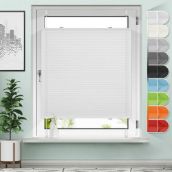 Plissee ohne Bohren Klemmfix Weiß B85 x H110cm Jalousie Faltrollo Plisseerollo ohne Bohren für Fenster & Tür Weiß B85 x H110 cm Angebot bei HelloDeals