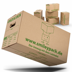 smiley pack stabile Umzugskartons - 620 x 300 x 330 mm - Extra groß und wieder-verwendbar - Umzugskiste 40kg Traglast - Umzug mit Karton-Box - Robuster Umzugskarton mit Deckel - Ordnungsboxen (20) Angebot bei HelloDeals