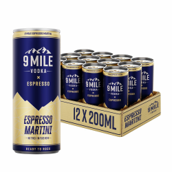 9 MILE Vodka Espresso Martini Premix – 12 x 0,2L Dosen Einweg – 10% Vol. – Ready‑to‑Drink Cocktail mit NITRO-INFUSION, echtem Espresso & 9 MILE Vodka – cremige Schaumkrone, ideal für unterwegs Angebot bei HelloDeals