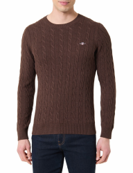 GANT Herren Cotton Cable C-Neck Pullover S Brown Melange Angebot bei HelloDeals