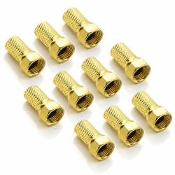 deleyCON F-Stecker Set 7mm schraubbar - 10 Stück - vergoldet - Gummidichtung - für Koaxial Antennenkabel Sat Kabel BK Anlagen LNB Multischalter Angebot bei HelloDeals