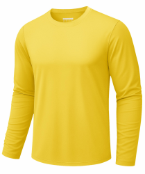 TACVASEN Herren T-Shirt Langarm Baumwolle Rundhals Shirt Männer Sweatshirt Langarmshirt Basic Oberteil Frühling Herbst Freizeit Pullover XXL Gelb Angebot bei HelloDeals
