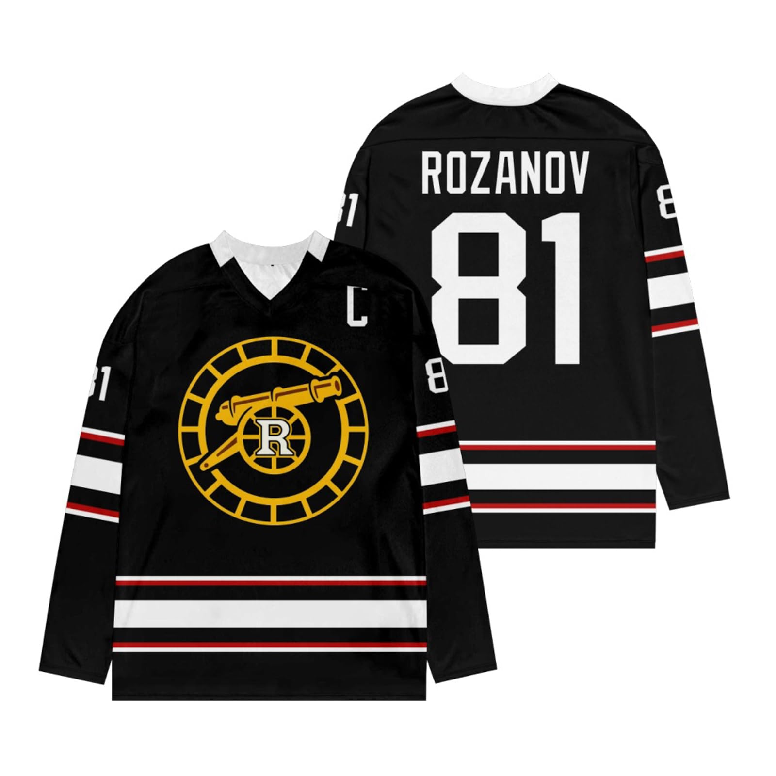 Heated Rivalry Merch Rozanov 81 Hockey Schwarz Jersey Unisex V-Ausschnitt Langarm Fashion Casual Pullover Sport Mode Hip-Hop Streetwear Top für Damen & Männer Schwarz XL Angebot bei HelloDeals