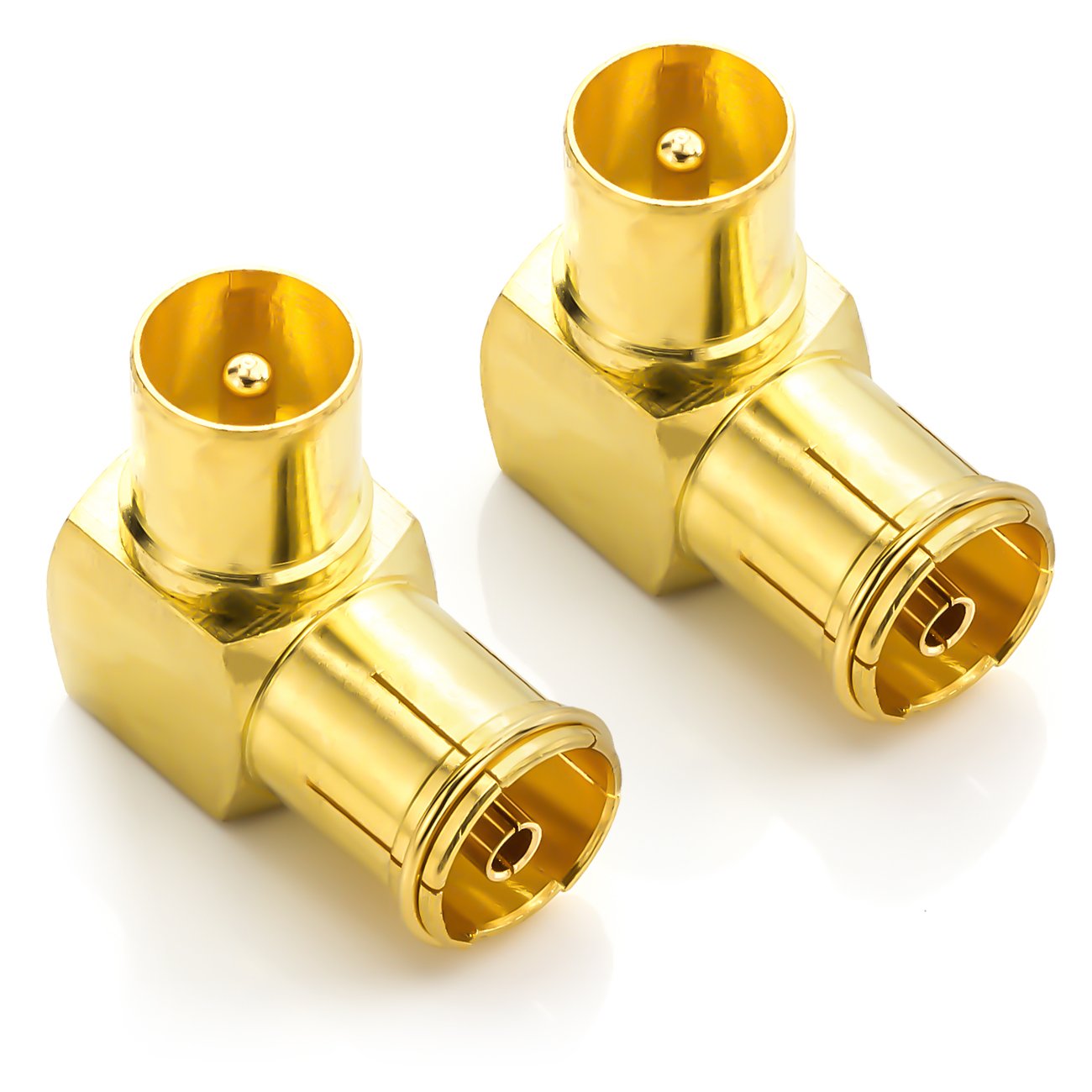 deleyCON 2 Stück 90° IEC Winkeladapter Winkelstecker Set Vergoldet 90-Grad-Winkel Koaxstecker für Radio Kabelfernsehen DVB-T DVB-T2 HD Angebot bei HelloDeals