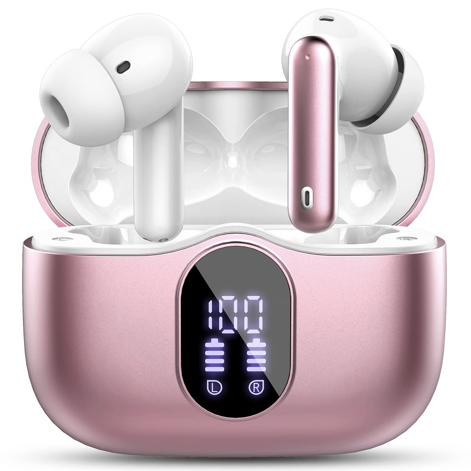 Btootos Bluetooth Kopfhörer, Kopfhörer Kabellos Bluetooth 5.4 Sport In Ear Kopfhörer mit 4 Mikrofon, 40 std Spielzeit, LED-Anzeige, ENC Lärmreduzierung, Tiefer Bass Ohrhörer für Arbeit und Studium Roségold Angebot bei HelloDeals