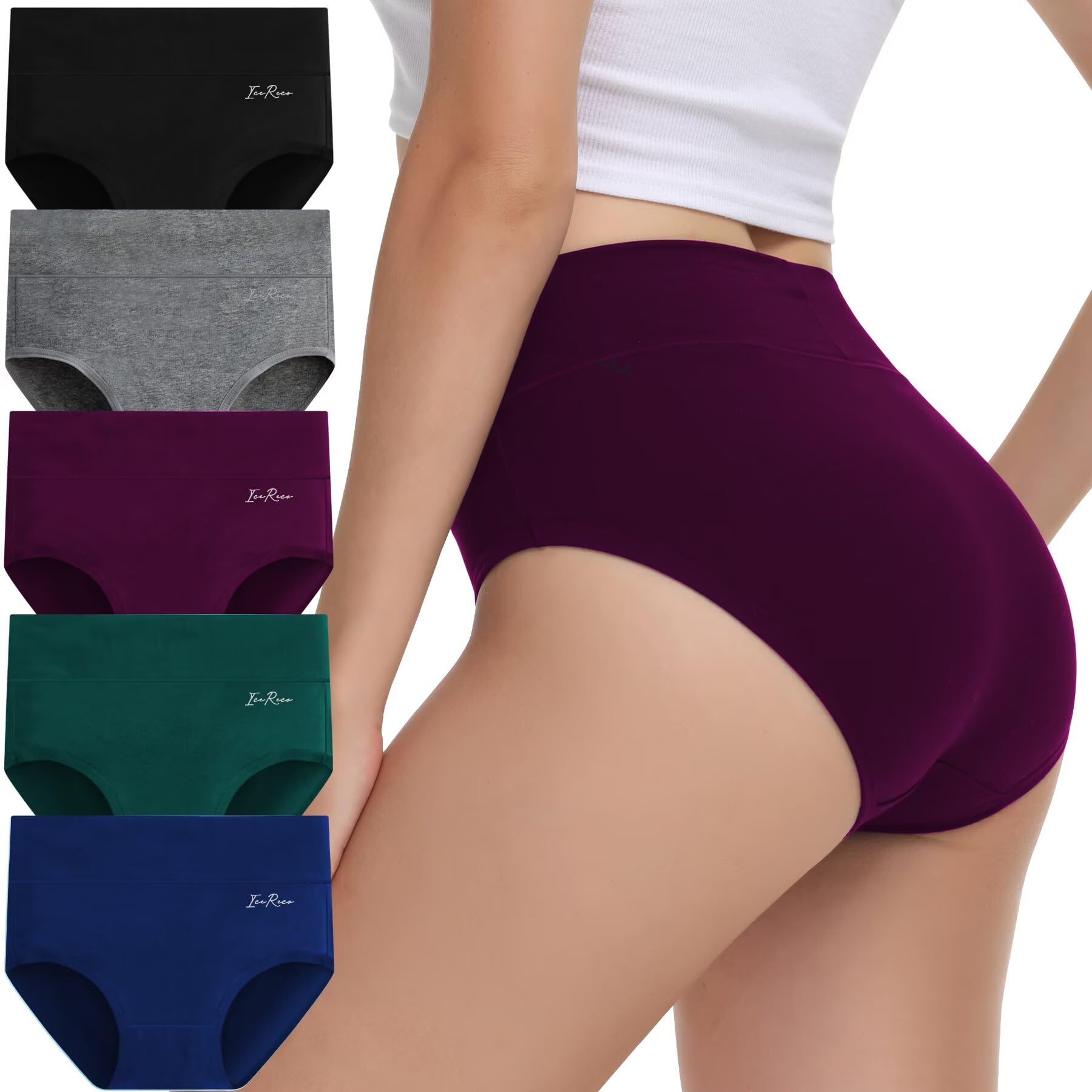Unterhosen Damen Baumwolle 5er Pack Hohe Taille Slips Unterwäsche Atmungsaktiv Stretch Weich Mehrfarbig-3 XXL Angebot bei HelloDeals