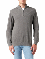 GANT Mens Cotton Pique Half Zip Sweater 4XL Dark Grey Melange Angebot bei HelloDeals