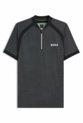 BOSS Herren PL TOC Matchball Slim-Fit Poloshirt aus Mesh-Jersey mit Reißverschluss am Kragen Schwarz001 XXL Angebot bei HelloDeals