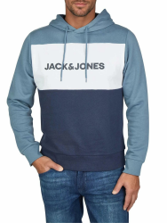 JACK & JONES Hoodie Herren mit Druck JWHLOGO Blocking Regular Fit Plus Size Kapuzenpullover Pullover Grün Blau Beige Navy S M L XL XXL 3XL 4XL 5XL 6XL 7XL 8XL 3XL China Blue Angebot bei HelloDeals