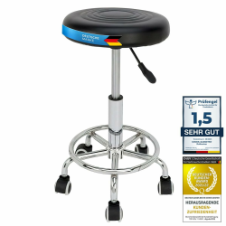 GOODS+GADGETS Ergonomie rollbarer Arbeitshocker Drehhocker Barhocker Praxishocker Rollhocker höhenverstellbar, schwarz Angebot bei HelloDeals