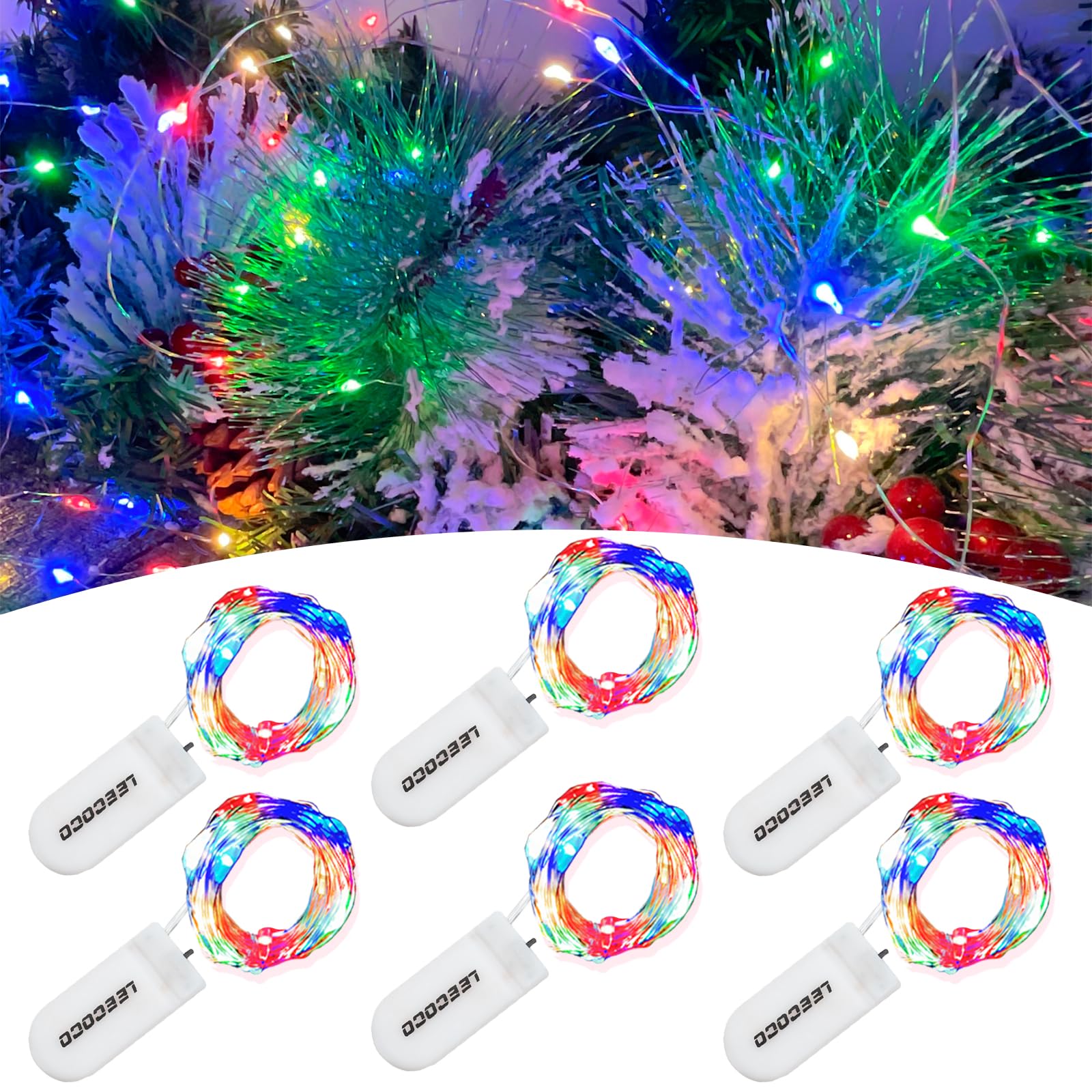 LEECOCO 6 Stück 2m 20 Led lichterkette mit batterie,fur Weihnachten, Hochzeitsdekoration (6 Stück Mehrfarbig) 6 Stück Mehrfarbig 6 Stück Mehrfarbig Angebot bei HelloDeals