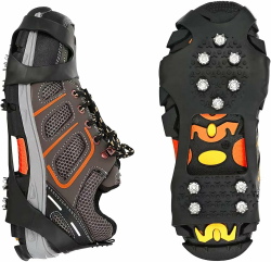 Steigeisen für Schuhe, 10 Zähne Schuhkrallen, Eiskralle zum Spielen im Schnee, Anti Rutsch Schuhkralle mit Edelstahl Spikes für Wandern, Schnee, EIS, Trekking, Eisfischen L (EU 40-44) Angebot bei HelloDeals