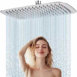 Duschkopf Regendusche, Edelstahl Regendusche Duschkopf, Anti-Kalk-Düsen (Chrom, 35 x 22 cm) Rechteckig 35 x 22 cm Chrom Angebot bei HelloDeals