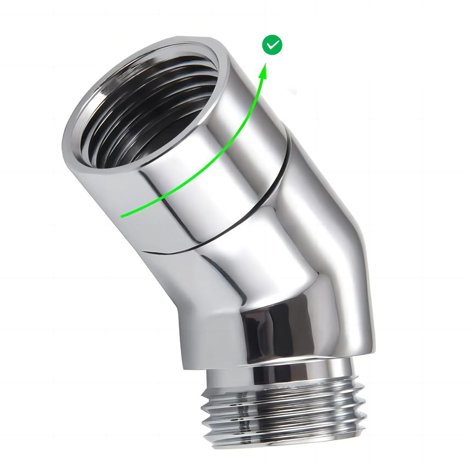 Duschkopf-Adapter, 135-Grad-Winkeladapter aus massivem Messing, G1/2" Duschkopf-Verlängerungsverbinder (verchromt) (drehbar) Angebot bei HelloDeals