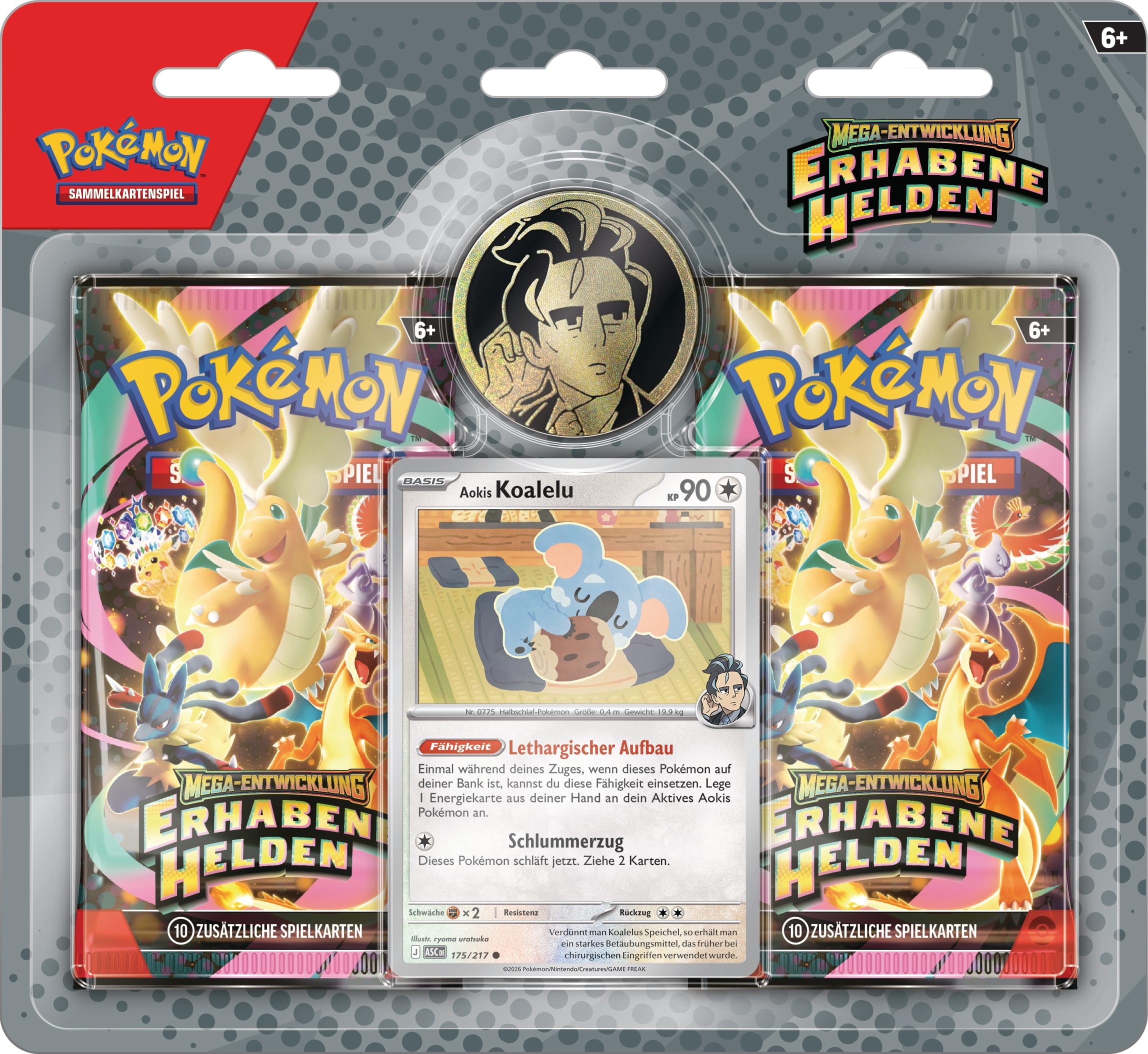Pokémon-Sammelkartenspiel: Kollektion Mega-Entwicklung – Erhabene Helden: Aoki (1 holografische Promokarte, 1 Münze und 2 Boosterpacks) Angebot bei HelloDeals
