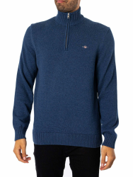Gant Herren Classic Cotton Halfzip Pullover L Dk Jeansblue Melange Angebot bei HelloDeals