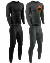 2 Pack Thermounterwäsche Herren Funktionsunterwäsche Skiunterwäsche Set Winter Warm Innenflleece Lange Unterwäsche Herren Atmungsaktiv Thermounterhemd für Männer Schwarz/Dunkelgrau L Angebot bei HelloDeals