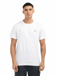 Calvin Klein Herren 2 Pack Monologo T-shirt J30j320199 Kurzarm T-Shirts XXS White (Bright White/Bright White) Angebot bei HelloDeals