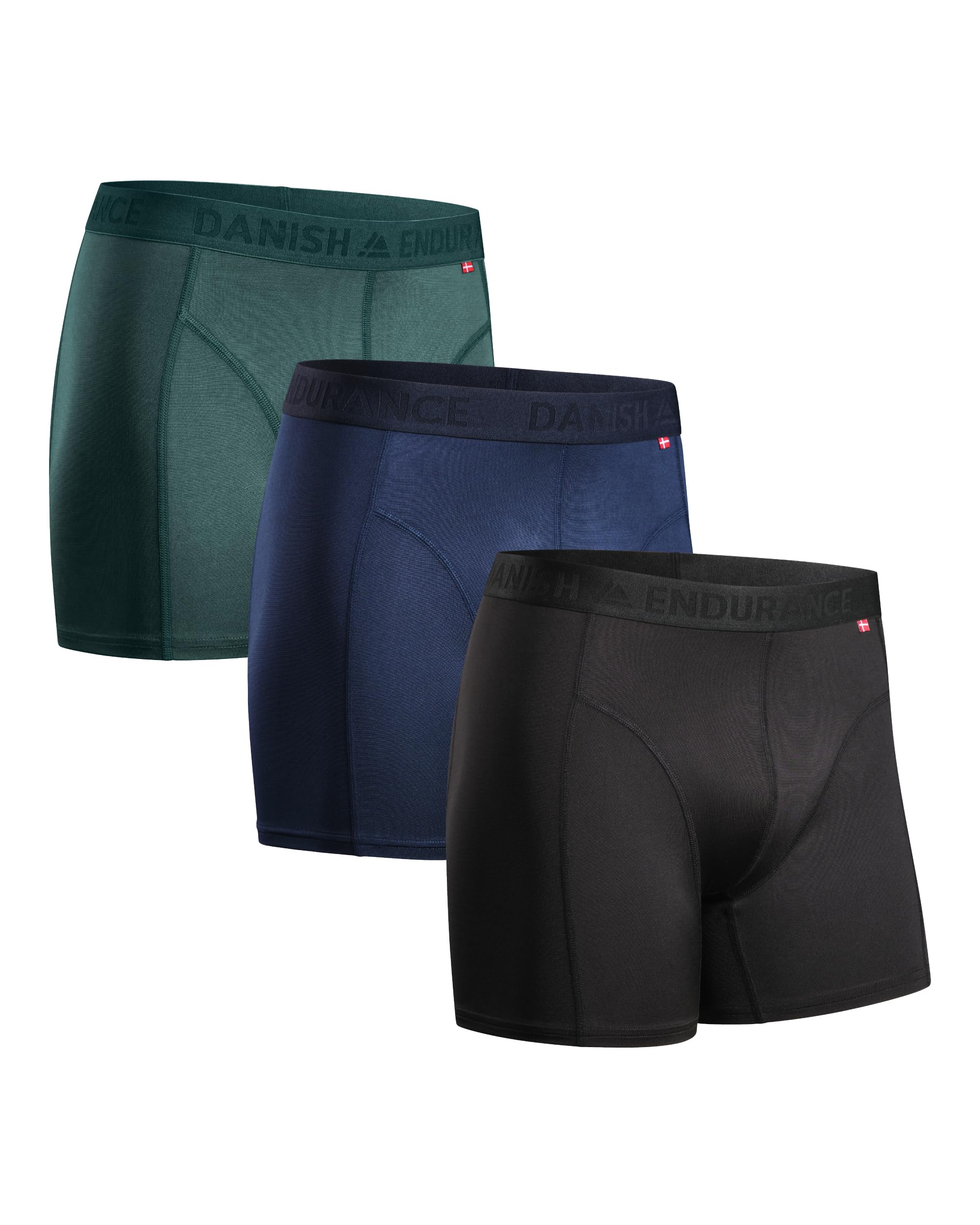 DANISH ENDURANCE 3er Pack Sport Boxershorts Herren, Funktionsunterwäsche, Sportunterwäsche, Elastisch, Geruchsneutral & Atmungsaktiv, Mit regulärem oder langem Bein 4XL Mehrfarbig (1x Schwarz, 1x Blau, 1x Grün) Angebot bei HelloDeals
