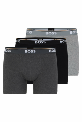 BOSS Herren BoxerBr 3P Power Dreierpack eng anliegende längere Boxershorts aus Stretch-Baumwolle mit Logos Apparel 3XL Grau 061 Angebot bei HelloDeals