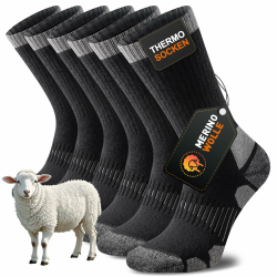 Merino Wandersocken Herren Damen, Thermosocken Outdoor Socken Trekkingsocken, Merinowolle Warme Wintersocken, Sportsocken Laufsocken Atmungsaktiv Anti-Blasen & Gepolstert 3 Paar 47-50 Schwarz Angebot bei HelloDeals