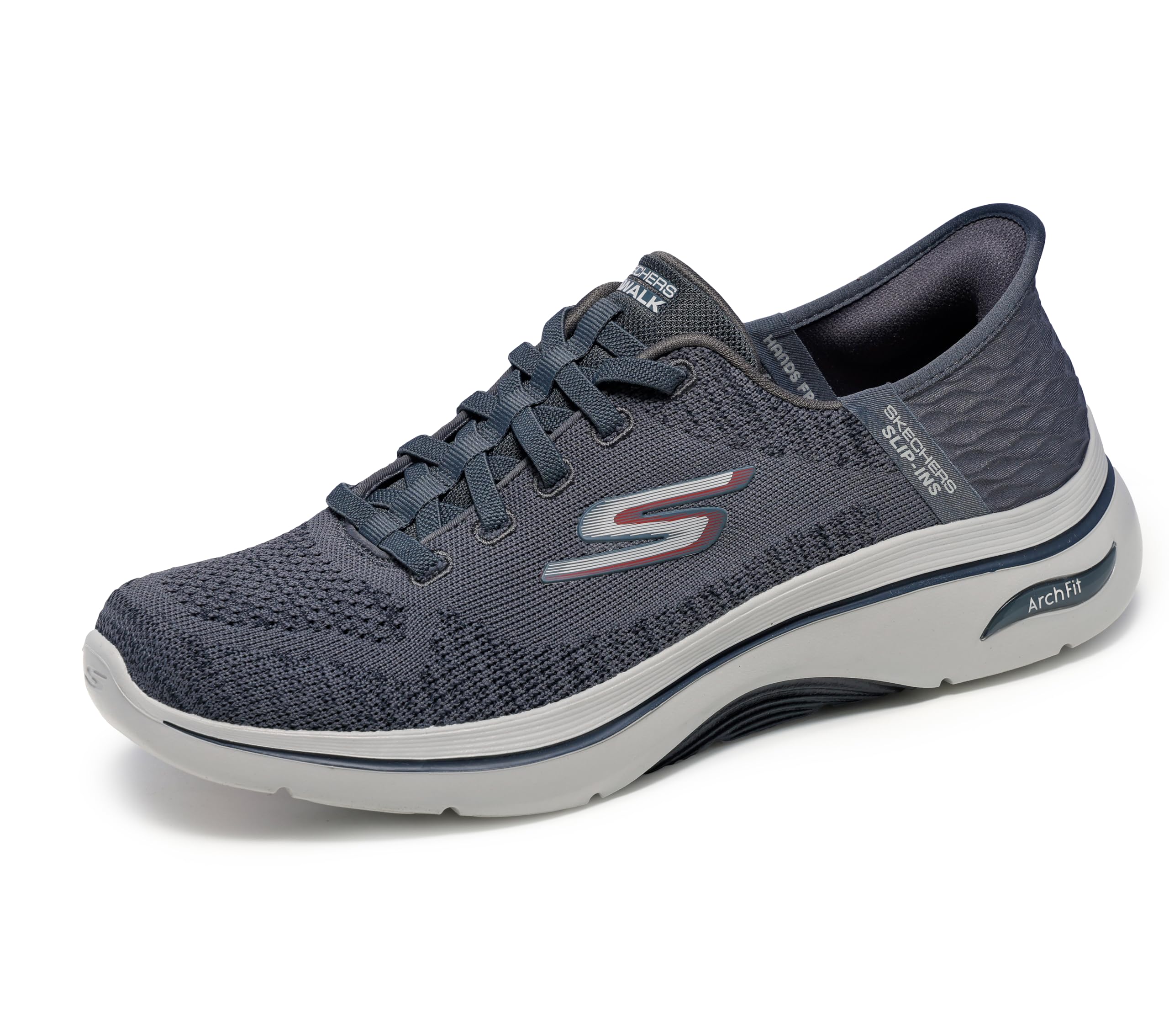 Skechers Herren Go Walk Arch Fit 2.0 - GrandSneaker 39.5 EU Charcoal And Red Textile Angebot bei HelloDeals