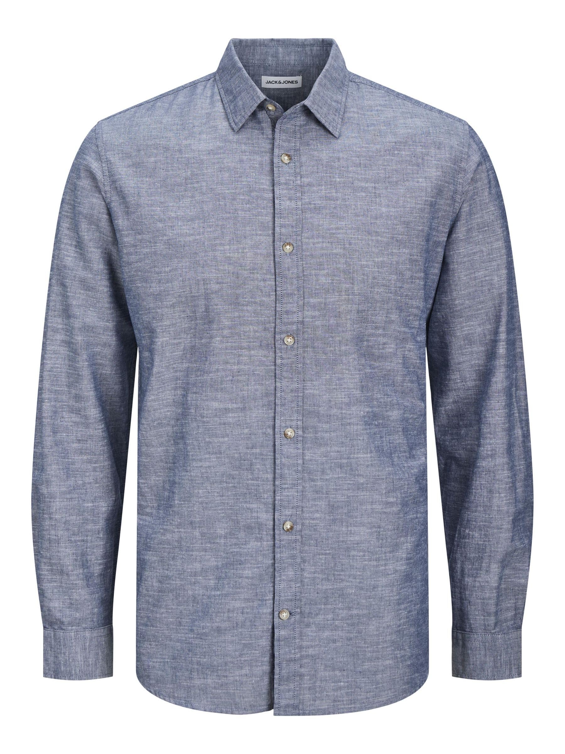 JACK & JONES Herren Jjesummer Shirt Ls Sn Langarmhemd S Faded Denim Angebot bei HelloDeals