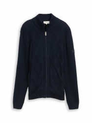 TOM TAILOR Herren Strickjacke mit Zopfmuster XXL 10668 - Sky Captain Blue Angebot bei HelloDeals