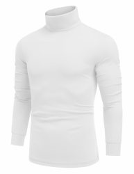 COOFANDY Herren Rollkragenpullover Langarmshirt Turtleneck Einfarbig Pulli Rollkragenshirt Winter Warm Unterziehshirt Weiß 3XL Angebot bei HelloDeals