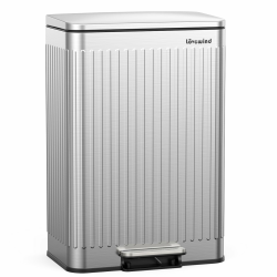 lovewind 60L Mülleimer Küche Edelstahl Silber, Pedal-Behälter mit Soft-Close Deckel, 2 herausnehmbare Einsätze mit Griff & Beutelhalter, Römisches Design, geruchsdicht, für 3-6 Personen 60L Silber Angebot bei HelloDeals