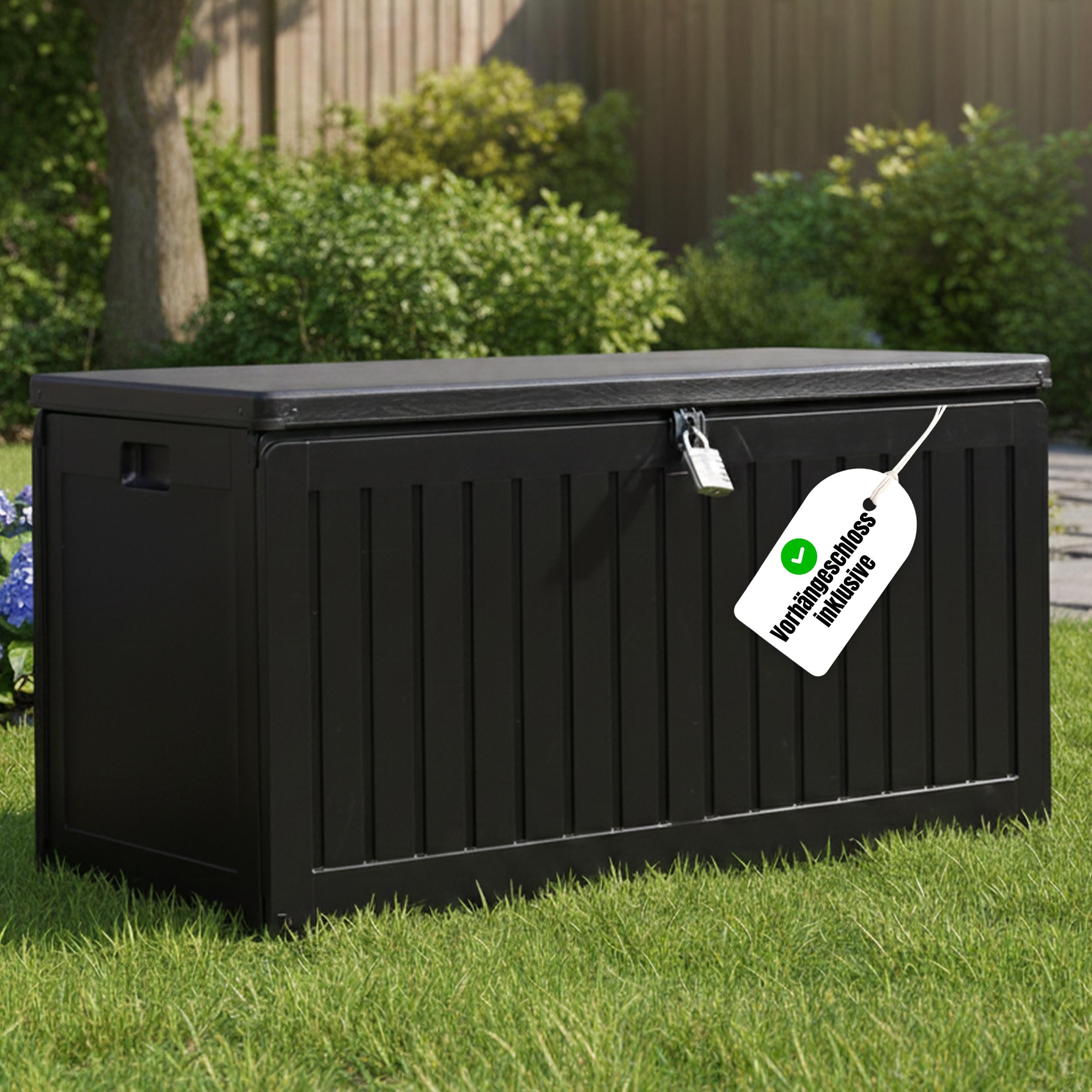Olsen & Smith Gartenbox 270L | Wasserdicht & Wetterfest Abschließbare Polypropylene Aufbewahrungsbox aus | Große Gartentruhe für Garten, Balkon & Terrasse | Robust, Geräumig & Pflegeleicht (schwarz) 270L Anthrazit Angebot bei HelloDeals