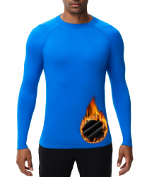 HUGE SPORTS Thermo Unterhemd Herren Innenfleece Langarmshirt Funktionswäsche für Winter Ski S Blau Angebot bei HelloDeals