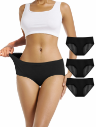 TIICHOO Periodenunterschwäsche Starke Blutung für Frauen & Mädchen Weiche Bequem Periodenslip Damen L 3 Schwarz Angebot bei HelloDeals