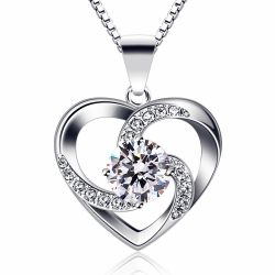 Halskette Damen, Silber 925 Herzkette, Herz änhänger Silber Kette Damen, Muttertag Geburtstag Valentinstag Weihnachten Schmuck Geschenke Frauen Ehefrau, Mutter, Freundin, Tochter, 45 cm Angebot bei HelloDeals