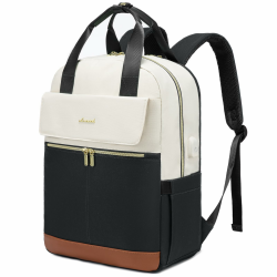 LOVEVOOK Rucksack Damen Groß, 17 Zoll Laptop Schulrucksack Teenager mit Laptopfach, Wasserdicht Reiserucksack Tagesrucksäcke, Elegant Handgepäck Rucksack Womens Backpack für Schule Reise Arbeit 17.3 Zoll Beige-schwarz-braun Angebot bei HelloDeals