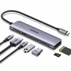 UGREEN Revodok 1071 USB C Hub HDMI 4K, PD 100W, USB 3.0 Datenports, SD/TF Kartenleser Multiport Adapter Kompatibel mit iPhone 17/16, MacBook, iPad, Surface Laptop, Galaxy S24, Steam Deck usw. Angebot bei HelloDeals