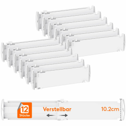 Lifewit 12 Stück Schubladentrenner, Verstellbar Schubladen Trenner für Innenlänge 35 –55cm/13.8-22.5" & Höhe＞10,5cm, Schubladen Organizer Schubladenteiler für Kleiderschrank Wickelkommode Tisch Küche 12 H10.5&L55 Angebot bei HelloDeals