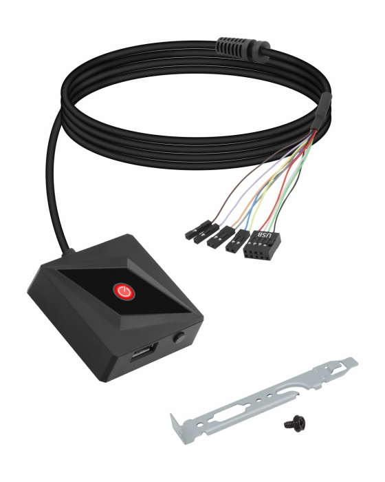 GELRHONR Desktop Computer Power Switch, Externer Remote Start PC Motherboard Power On Off Switch Button mit USB2.0 & LED Licht, Desktop On Off Control Adapter für Motherboard Boot-1.6M Angebot bei HelloDeals