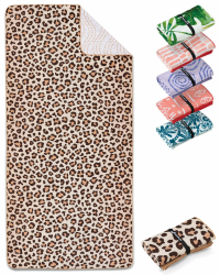 Fit-Flip Strandtuch XXL aus Mikrofaser - leicht und schnelltrocknend - 100% recyceltes Strandhandtuch - kompaktes Handtuch zum Baden - Badetuch (Leo 160x90cm) 160cm x 90cm 32 Leo Angebot bei HelloDeals