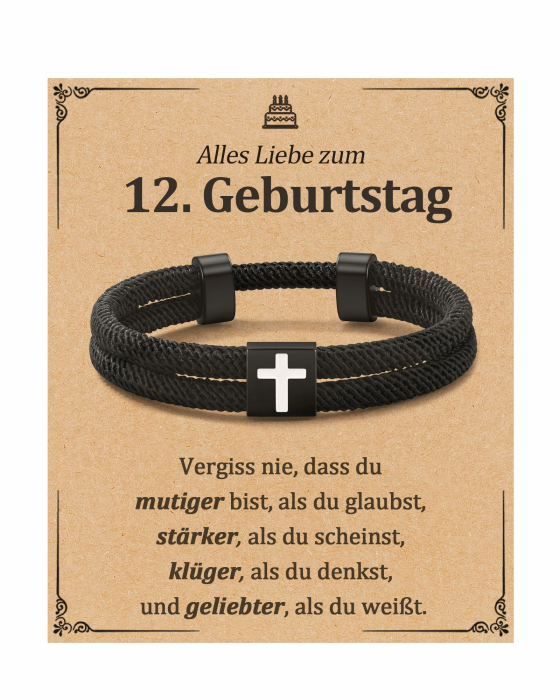 Geburtstagsgeschenk für Jungen mit Botschaft – Kreuzarmband für Sohn, Enkel oder Neffen... 12 Angebot bei HelloDeals