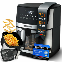 Heißluftfritteuse XXL 7,3L – Airfryer 2000W mit Ober- & Unterhitze (2 Heizelemente, gleichmäßiges Garen) – Sichtfenster, 8 Programme, fettarm frittieren, backen & grillen Angebot bei HelloDeals