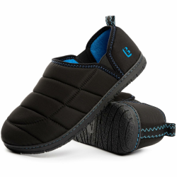 LongBay Herren Hausschuhe Memory Foam Warme Campingschuhe Nylon Rutschfest für drinnen und draußen 43 EU Schwarz Angebot bei HelloDeals