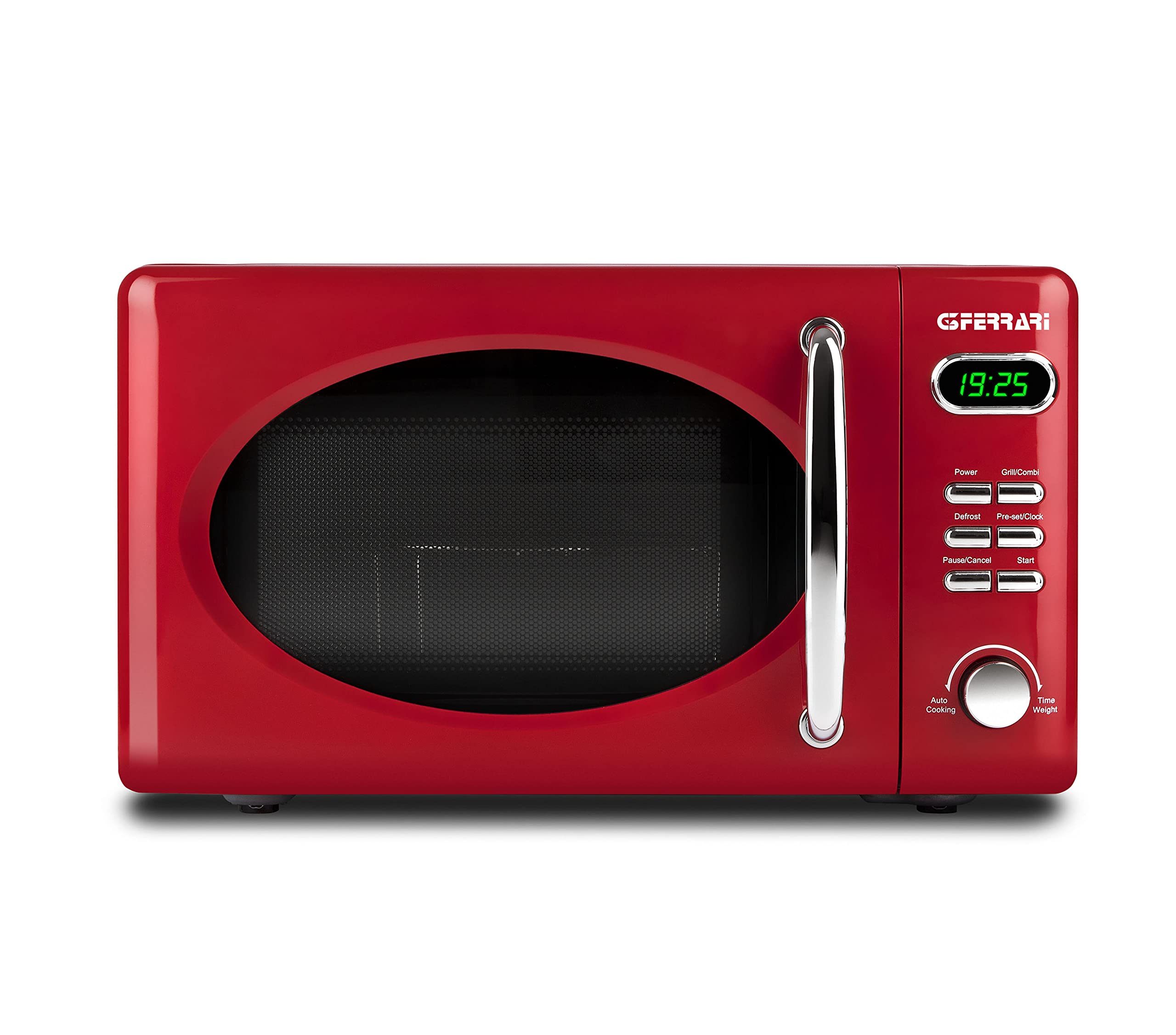 G3 Ferrari G10155 Sapormio Vintage Digitaler Retro-Mikrowellenofen, 1150W, 20 Liter, 8 Programme, 4 Garfunktionen, inkl. Zubehör, 60-Minuten-Timer, Rot Angebot bei HelloDeals
