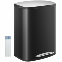 Hzuaneri Mülleimer Küche, 50 Liter Abfalleimer mit Tretpedal, Tretmülleimer mit Softclose-Deckel und Inneneimer, Küchenmülleimer mit 15 Müllbeuteln, Stahl, Schwarz SW15099B Angebot bei HelloDeals